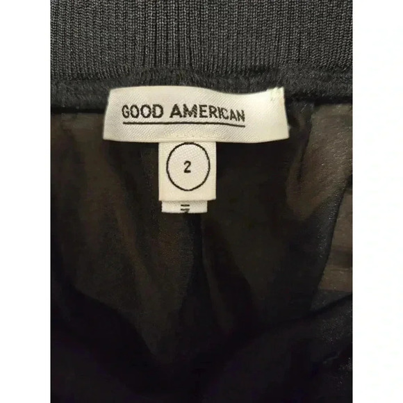 Good American Sheer Mesh Black Joggers Size 2 - Picture 3 of 5